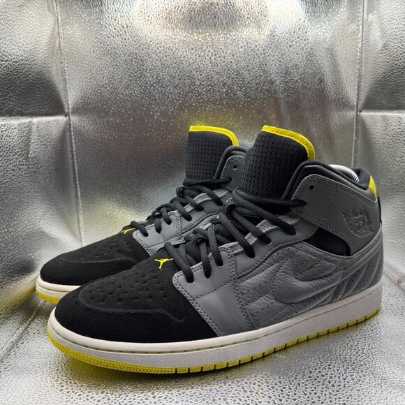 Size 12 Air Jordan 1 Retro 99 Cool Gray Yellow Black White Mens Shoes 654140-032 - Picture 1 of 10